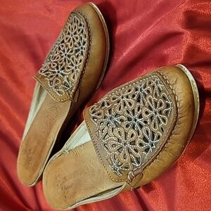 PIKOLINOS slide on moccasin loafer flat Made in Spain floral cutouts